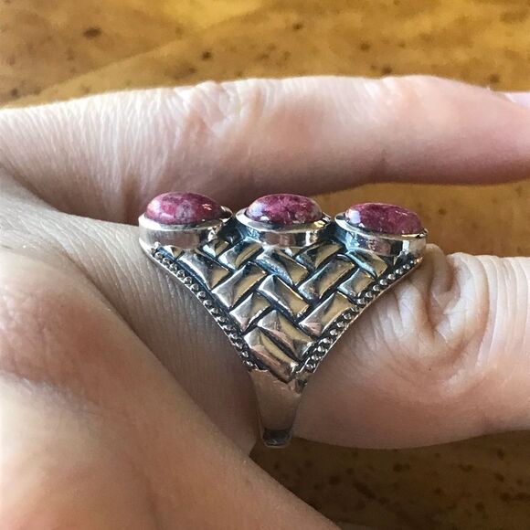 Norwegian Thulite Sterling Silver Ring Size 6 - Picture 2 of 8